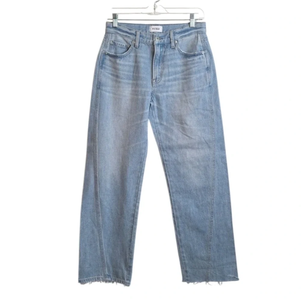Pistola Forever Jeans Light Flared High Rise Light Wash Size 26 NWOT Raw Hem - Picture 3 of 16